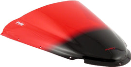 Red PUIG Racing Windscreen for Ducati 999s 2003-2004, aerodynamic motorcycle windshield with bold red design