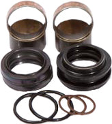 Load image into Gallery viewer, Pivot Works suspension seal and bushing kit for forks, showing various seals, bushings, and components on a plain background.