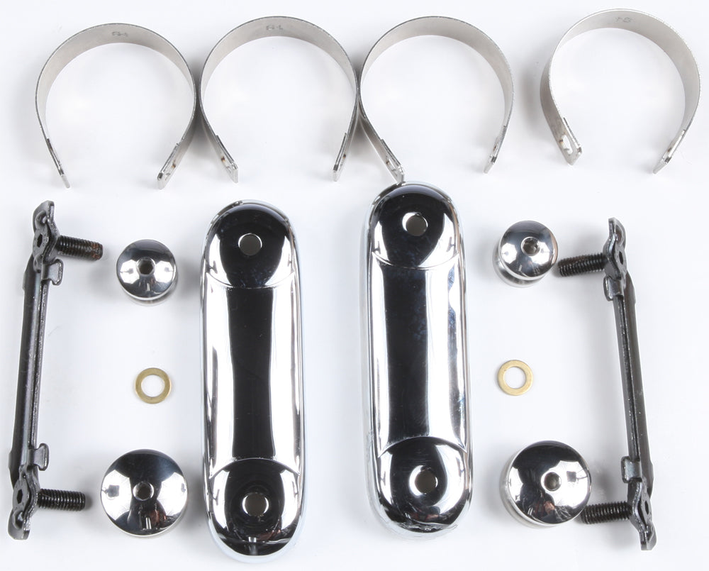 National Cycle Switchblade mount kit with quick release brackets for straight forks, shown attached to motorcycle forks.