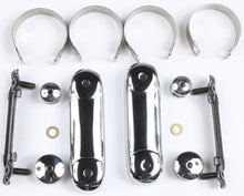 Load image into Gallery viewer, National Cycle Switchblade mount kit with quick release brackets for straight forks, shown attached to motorcycle forks.
