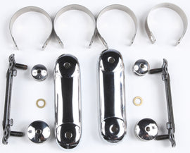 National Cycle Switchblade mount kit with quick release brackets for straight forks, shown attached to motorcycle forks.