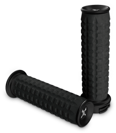 Burly Brand Reaper handle grip set for 82-17 HD dual cable bikes, featuring durable black grips with textured surface.