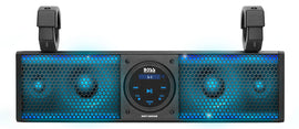 Boss Audio 18-inch Riot sound bar with RGB lighting, four speakers, fits 1.5-2 inch bars, model 63-8310, for enhanced audio.