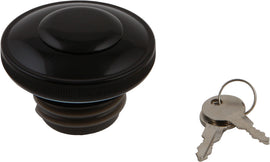 HardDrive black gas cap with lock and cover, vented screw-in design for secure fuel tank closure.