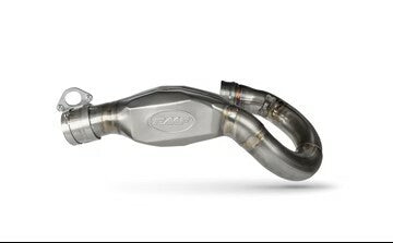 FMF Racing Ti M.Bomb Header exhaust for KTM and Husqvarna motorcycles, showing the titanium header pipe with FMF branding.