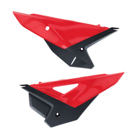 Polisport Plastics HON CRF OEM side panels replacement parts, durable plastic panels for Honda CRF motorcycles.