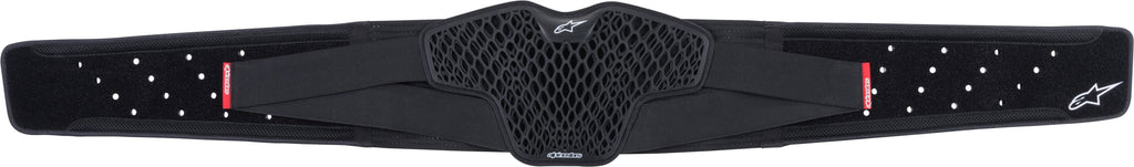 Alpine Star youth Sequence Kidney Belt in black, size small-medium, with adjustable straps and padded support for motocross or motorcycle riding.