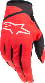 Alpine Star Radar Gloves in bright red and black, XL size, featuring protective padding and flexible design for motorcycle riding.