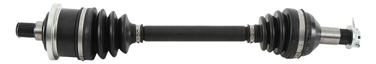 All Balls 8 Ball Extreme Axle front part with black metal components and detailed branding, designed for high-performance motorcycle use.