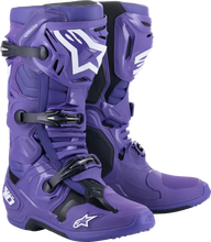 Load image into Gallery viewer, Alpine Star Tech 10 motorcycle boots in ultraviolet black, size 12, with durable construction and protective features.