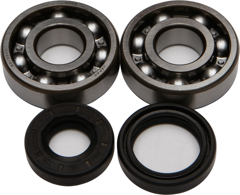 All Balls engine crankshaft bearing and seal kit 22-41008 showing metal bearings and rubber seals for engine maintenance