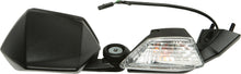 Load image into Gallery viewer, Black left motorcycle mirror by Emgo, model Kaw 56-9971, showing a sleek, aerodynamic design for Kawasaki bikes.