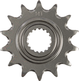 Fire Power Steel 14T front CS sprocket for Honda CRF250, durable motorcycle part with precise gear teeth.