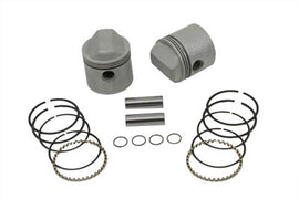 Motorshop Replica 1000cc engine piston set with .020 oversize, showing shiny metal pistons and engine components in the image.