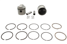 Motorshop Replica 900cc engine piston set with 3-inch size and .020 oversize, featuring detailed pistons for engine repair.