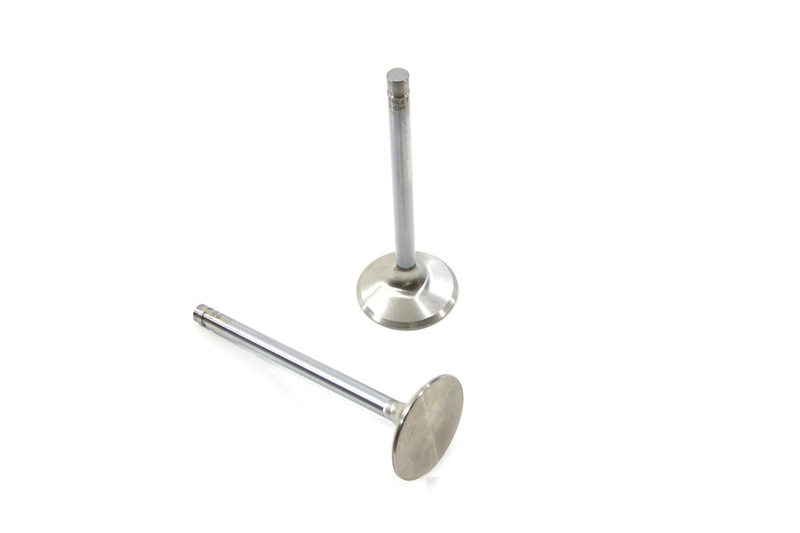 Manley stainless steel engine exhaust valves with polished metal finish, designed for high-performance automotive engines.