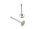 Manley stainless steel engine exhaust valves with polished metal finish, designed for high-performance automotive engines.