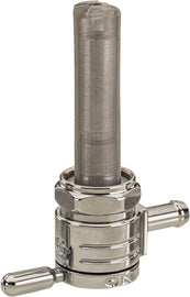 Golan Inc 22mm chrome petcock for fuel system, with 5/16 hose connection, suitable for intake and carburetor applications.