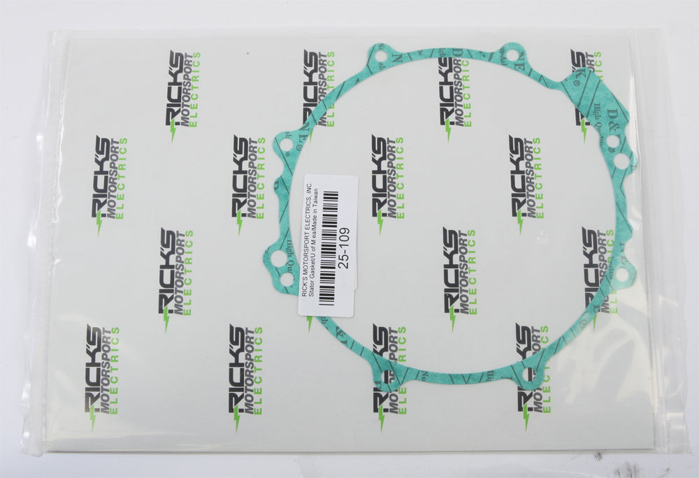 Ricks Motorsport Electric Stator Cover Gasket for motorcycle, showing the black rubber gasket with detailed edges.