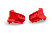 Load image into Gallery viewer, Pair of red PUIG Rubber End Replacement Frame Sliders for R19 motorcycle, showing the textured rubber and mounting hardware.