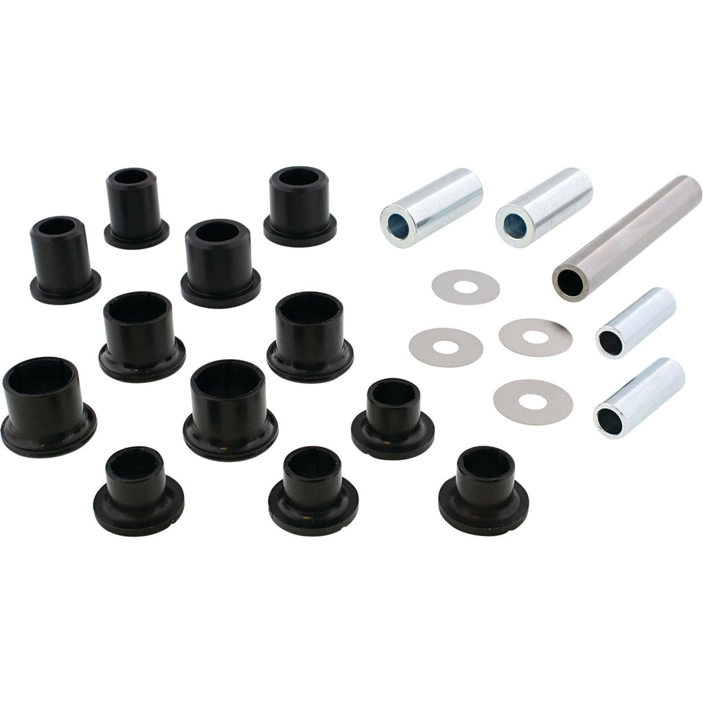 All Balls rear independent suspension kit for Can-Am, featuring components like shocks and bushings, arranged on a clean surface.