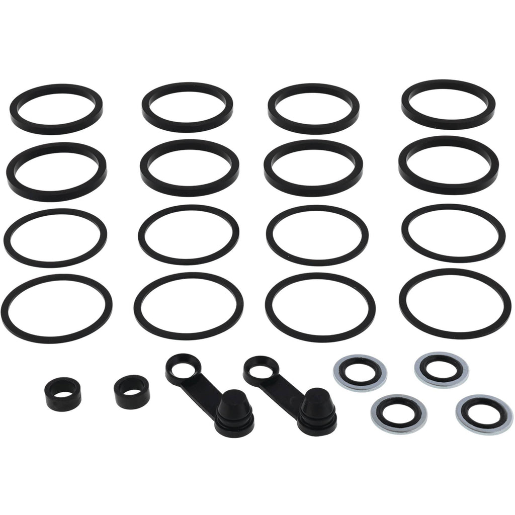 All Balls front caliper rebuild kit 44313-08A for brake system, featuring brake components and seals for maintenance.