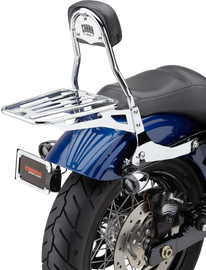 Cobra detachable backrest for Dyna motorcycles, round design, compatible with 2006-2017 models, black body with mounting hardware.