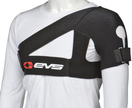 EVS Sb02 shoulder support brace in large size, shown with adjustable straps and padding for shoulder stabilization and comfort.