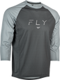 Fly Racing Ripa 3/4 Sleeve Jersey in grey and light grey, showing the lightweight design and branding details.