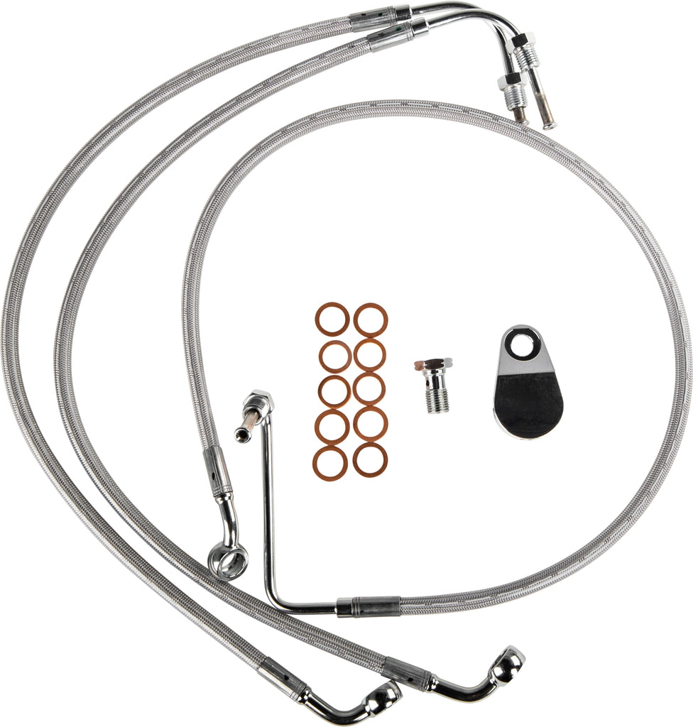 Goodridge Econoline Tri Front Brake Kit for FLT/FLH models 2008-2013, showing brake lines and hardware.