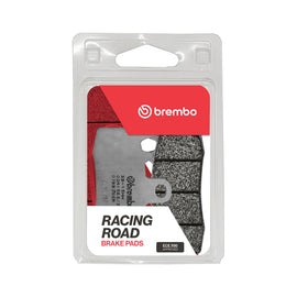 Brembo Xtra Sr brake pads in a sintered design, shown in a close-up view with metal backing and brake pad friction surface.