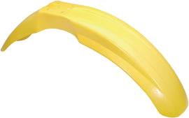 Acerbis yellow front fender for motorcycle, showcasing durable plastic construction and bright yellow color.