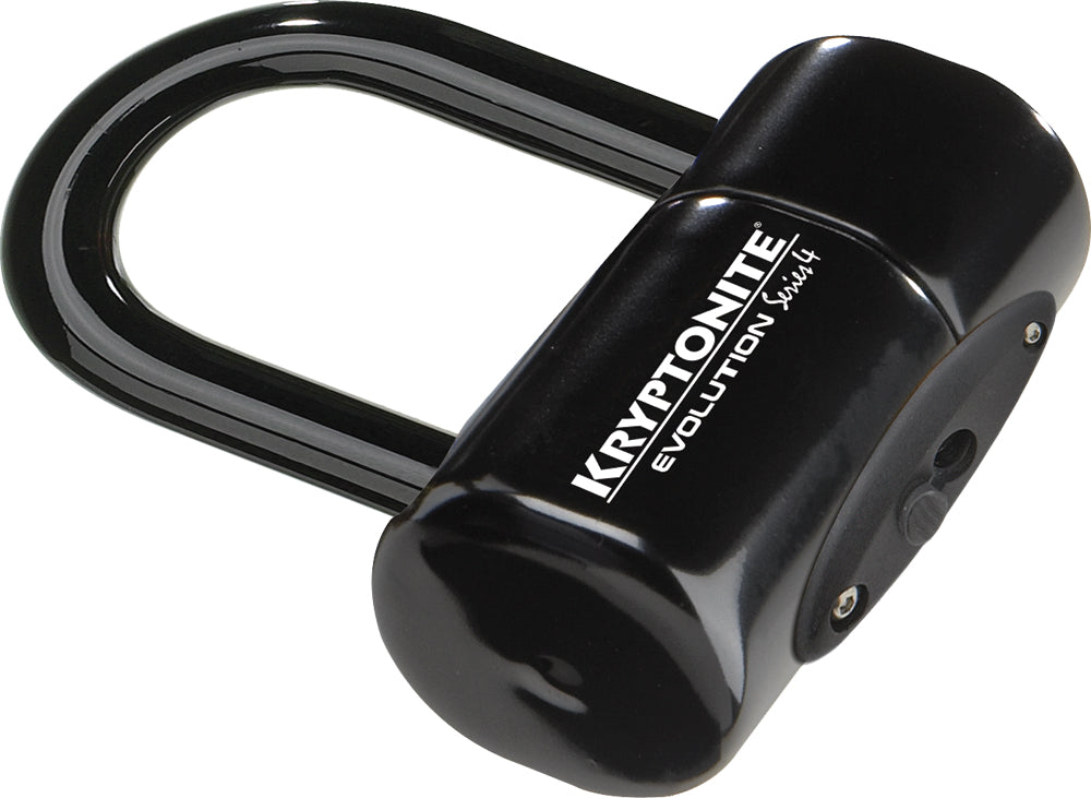 Black Kryptonite Locks Evolution Series 4 Disc Lock with key mechanism, designed for bicycle security.