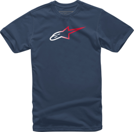 Alpine Star Ageless Fade Tee in navy, casual fit, with subtle fade design, displayed on a neutral background.