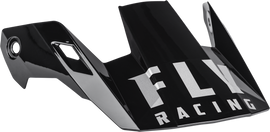 Fly Racing Rayce helmet visor in black and white, XL size, with a sleek design and secure attachment points.