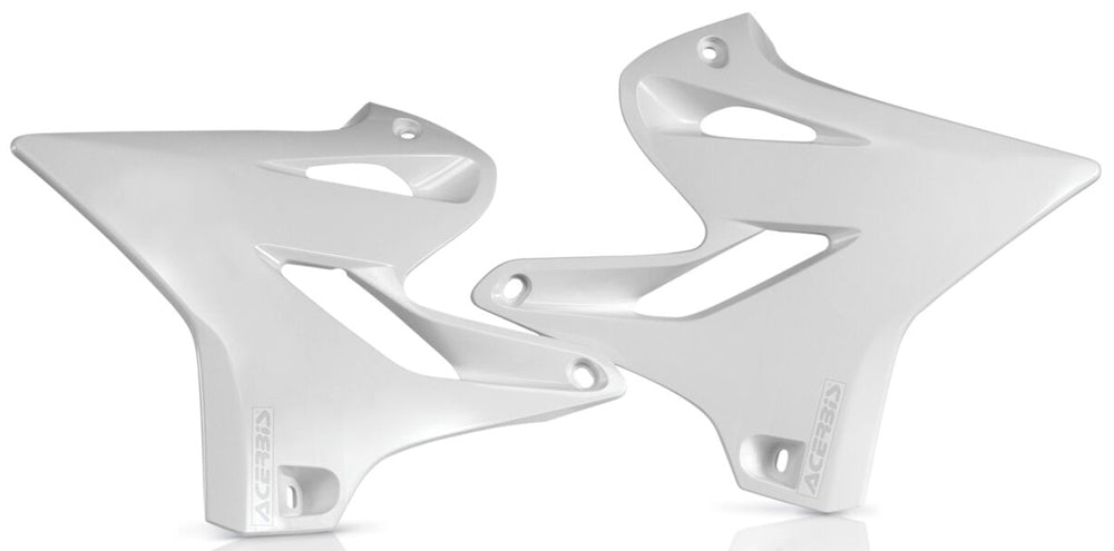 Acerbis white radiator shrouds for motorcycle, featuring sleek design and mounting points, labeled 24029-80002.