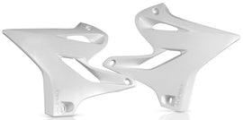 Acerbis white radiator shrouds for motorcycle, featuring sleek design and mounting points, labeled 24029-80002.