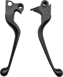 HardDrive Smooth Lever Set in black for models 07-16, excluding 08-up, motorcycle handlebar levers with sleek finish.