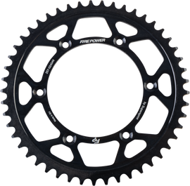 Fire Power Steel 49-tooth rear sprocket in black, durable motorcycle part with gear teeth visible on the sprocket.