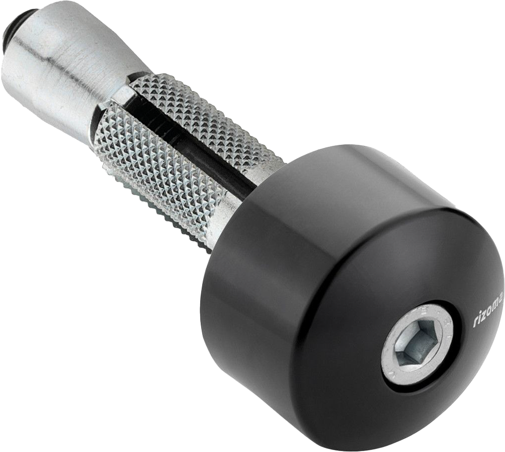RIZOMA universal black mirror adapter bar-end mirrors for motorcycles, showing the sleek, compact design and mounting hardware.
