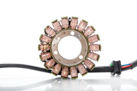 Ricks Motorsport Electric Stator 27-21708 for motorcycle electrical systems, showing the coil and wiring in a close-up view.