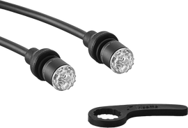 Pair of RIZOMA matte black turn signal light units for motorcycle, featuring sleek illumination design.