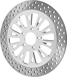 Hawg Halters Inc 13-inch front brake rotor with chrome carrier and 2.22-inch inner diameter, suitable for motorcycle braking systems.