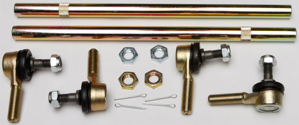 All Balls suspension tie rod upgrade kit 252-1013 with metal components and rubber boots for vehicle steering enhancement.