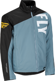 Fly Racing Aurora Jacket in blue and yellow, size small, featuring a lightweight, sporty design with branding details.
