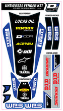 Load image into Gallery viewer, Blue DCOR Wps universal trim kit graphics and decals for full-size motorcycles, featuring detailed blue and black design elements.