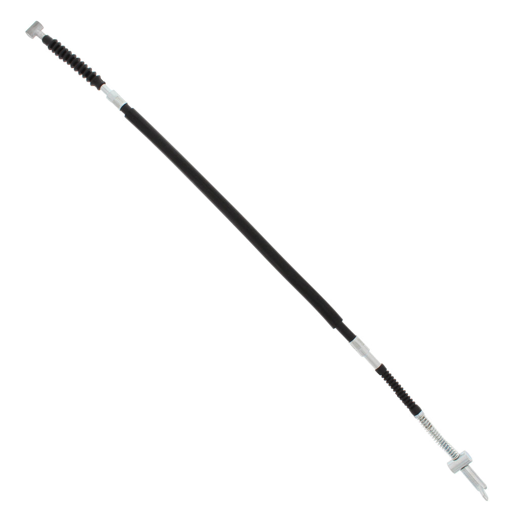 All Balls rear brake cable 24-54004 for motorcycle, showing the cable with connectors and protective housing.