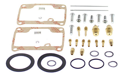All Balls carburetor rebuild kit for fuel system, includes gaskets and parts for intake, shown in the image.