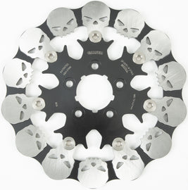 GALFER 11.5-inch floating skull rear brake rotor in black, designed for enhanced braking performance and stylish motorcycle look.