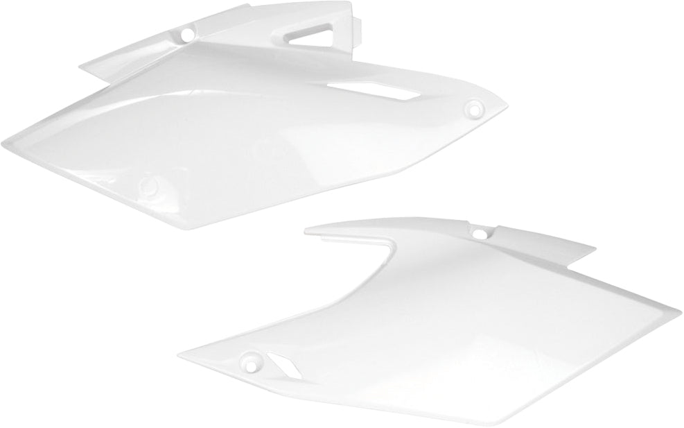 White Acerbis side panels for motorcycle, featuring sleek design and mounting points, model 23141-20002.